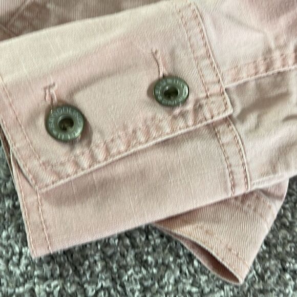 Bandolinoblu Jacket Womens Medium Embroidered Pink 90s Y2K Denim Button Up - Picture 10 of 11